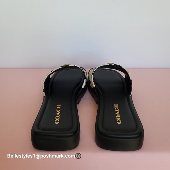 COACH Florence Smooth Leather Sandal With Flower Print –Chalk Multi -Size 8.5B⭐ - Picture 13 of 16